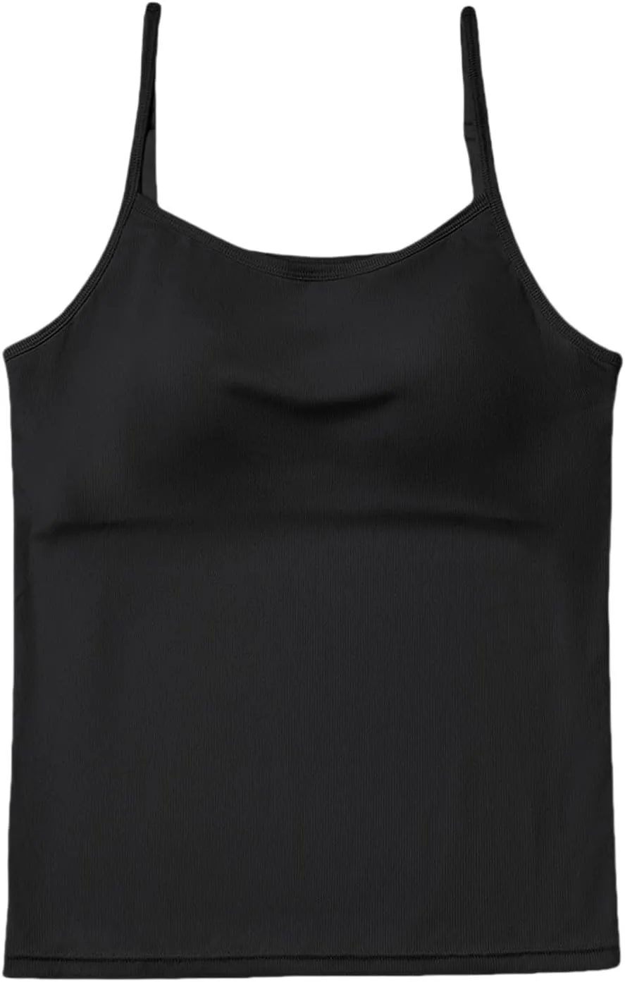 2025 Womens Tank Tops with Built in Bra Casual Scoop Neck Sleeveless Tees Basic Workout Top Camisole Undershirt