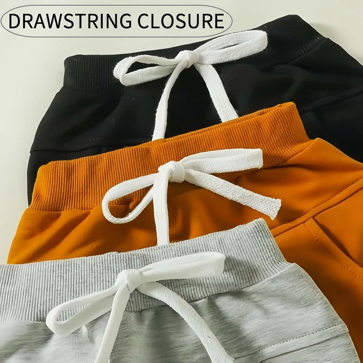 3 Pack Baby Pants Boys Pull-on Jogger Pants Knit Pants Classic Elastic Waist Kids Toddler Pants Long Pants Sweatpants