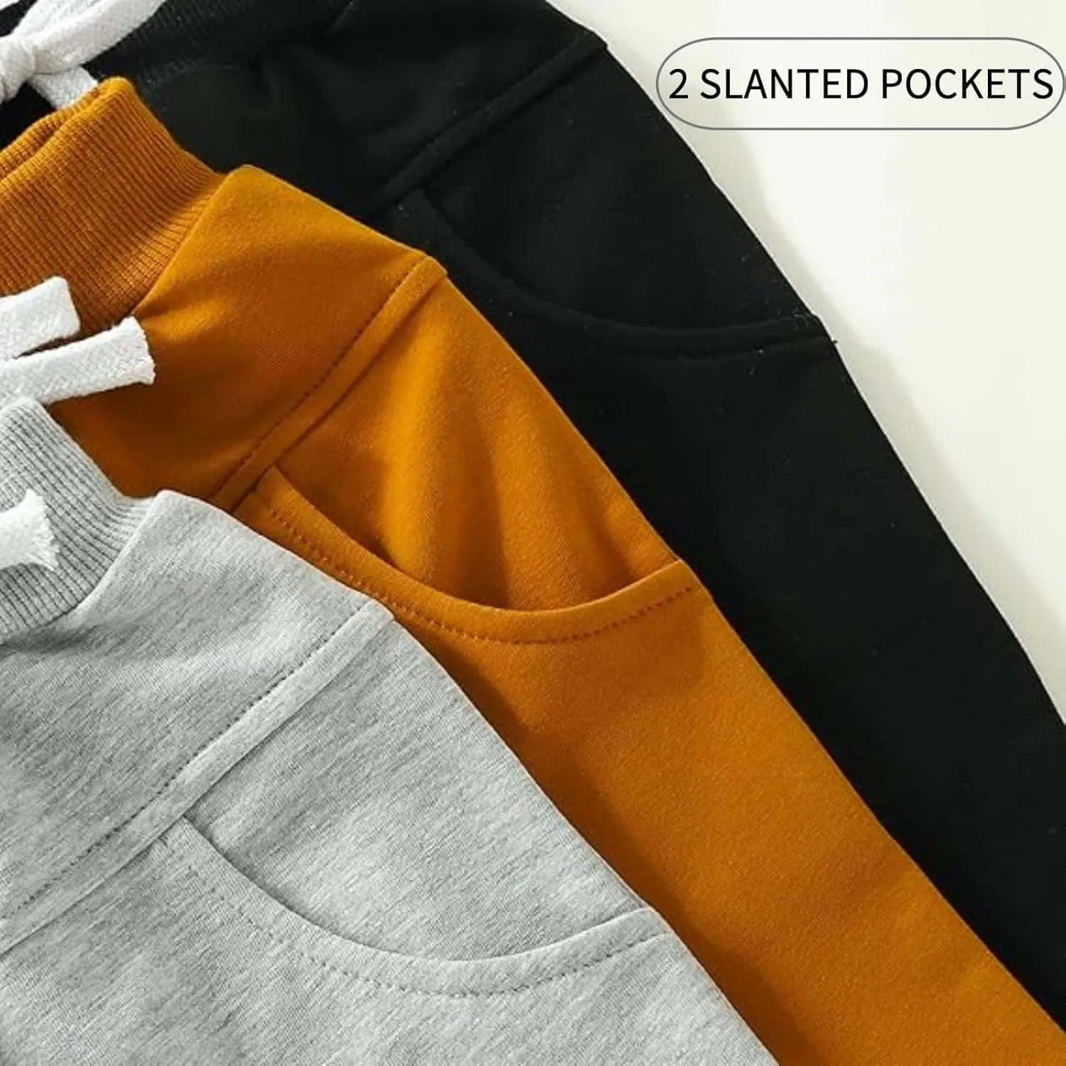 3 Pack Baby Pants Boys Pull-on Jogger Pants Knit Pants Classic Elastic Waist Kids Toddler Pants Long Pants Sweatpants