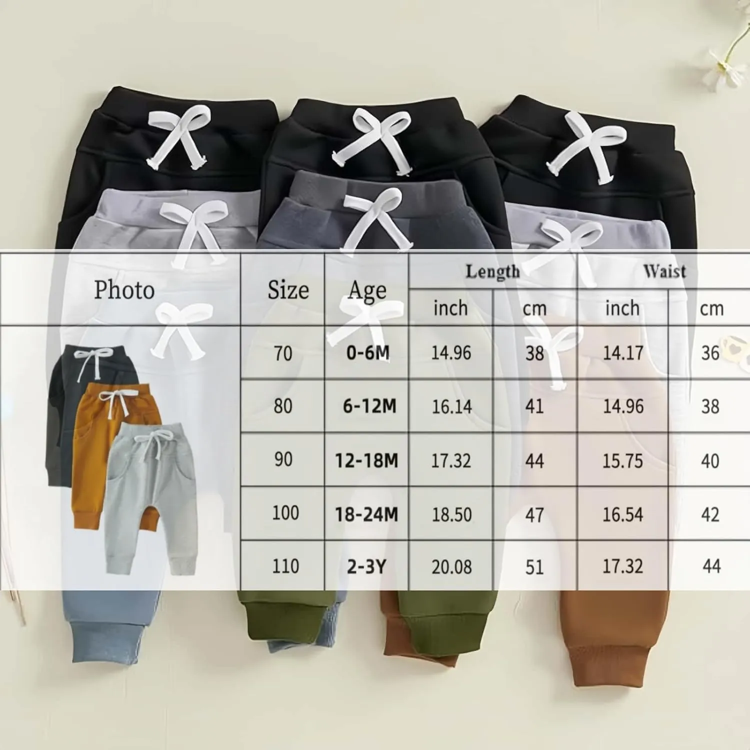 3 Pack Baby Pants Boys Pull-on Jogger Pants Knit Pants Classic Elastic Waist Kids Toddler Pants Long Pants Sweatpants