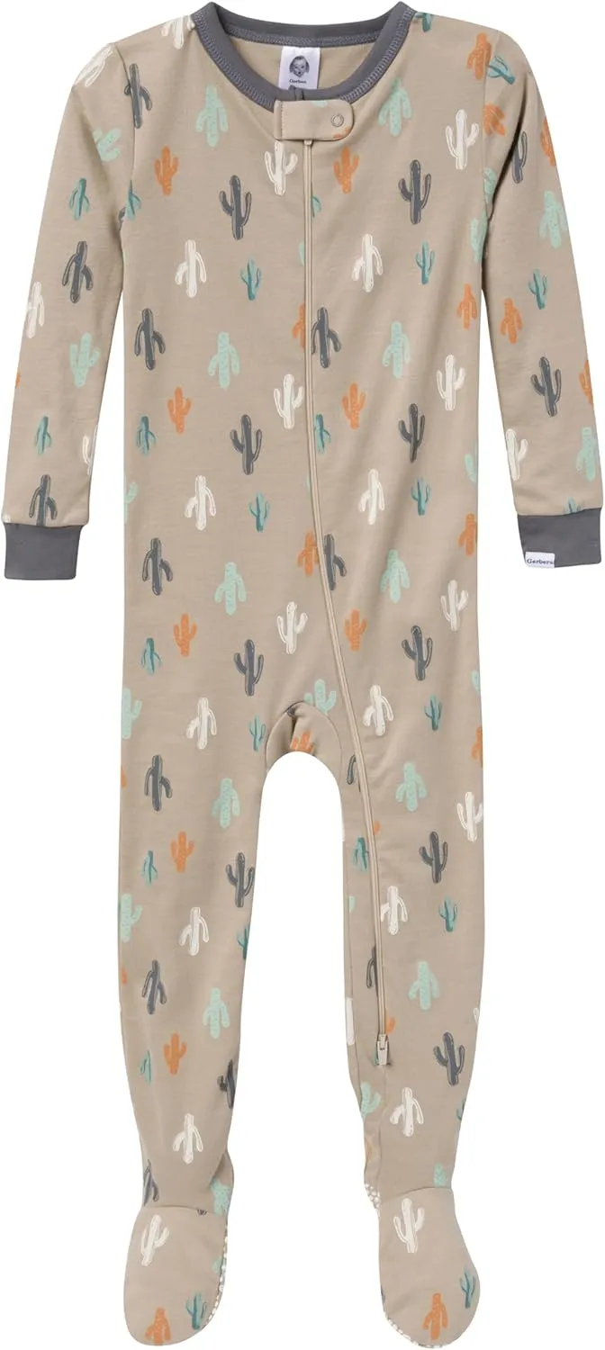 4-Pack Boys Safari Animals & Crab Snug Fit Footed Cotton Pajamas