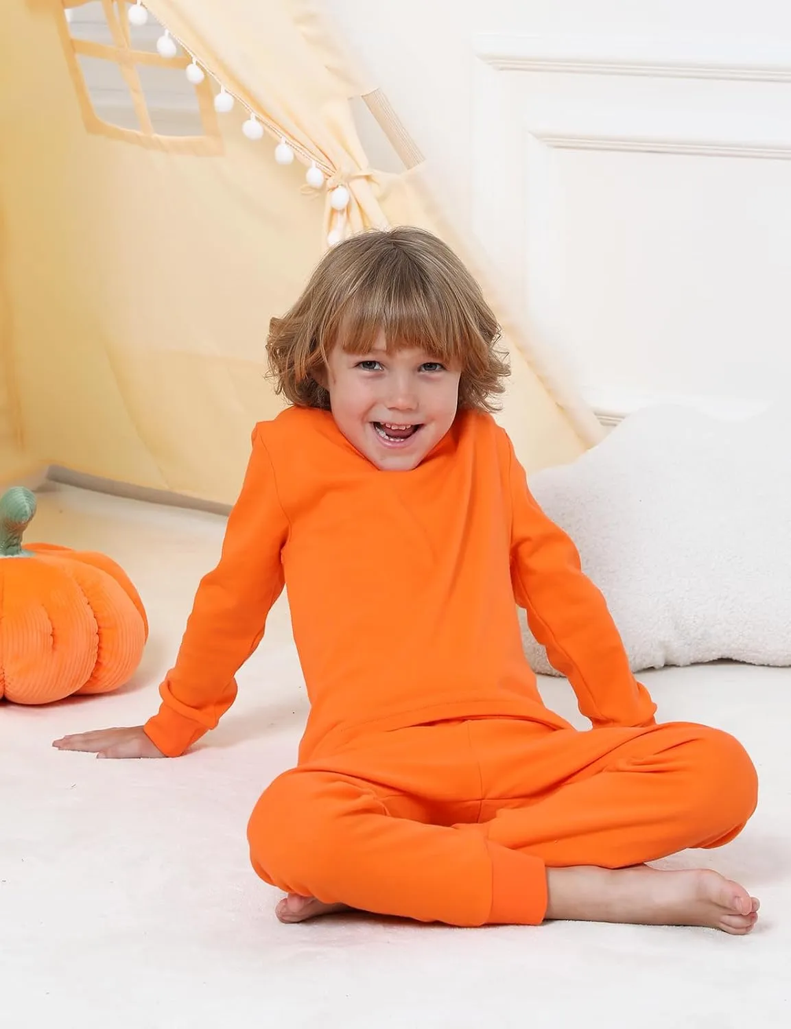 A&J DESIGN Pajamas Set for Kids 2-14 Years, 100% Cotton Solid Color 2 Piece Pjs