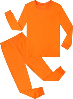 A&J DESIGN Pajamas Set for Kids 2-14 Years, 100% Cotton Solid Color 2 Piece Pjs