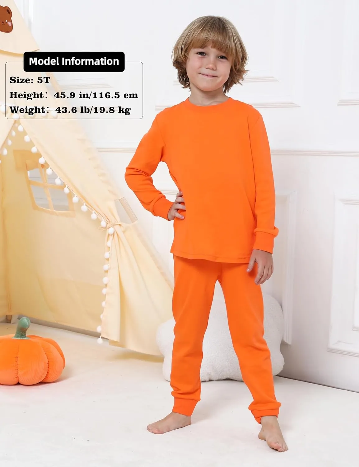 A&J DESIGN Pajamas Set for Kids 2-14 Years, 100% Cotton Solid Color 2 Piece Pjs