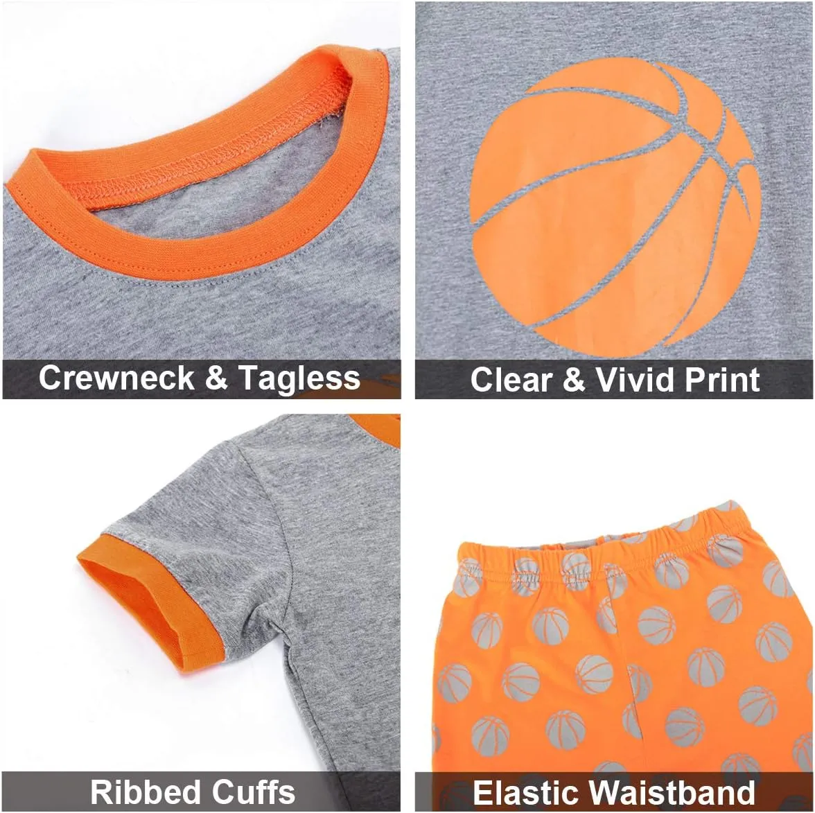 A&J DESIGN Pure Cotton Sport Pjs for 2-14 Years Kids, 2-Piece Pajamas Set