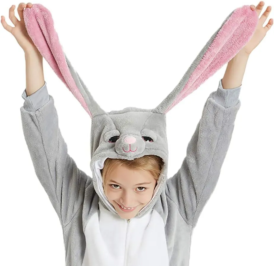 ABENCA Easter Kids Bunny Onesie Rabbit Pajamas for Girls Cartoon One Piece Animal Halloween Christmas Cosplay Costume