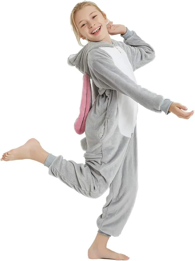 ABENCA Easter Kids Bunny Onesie Rabbit Pajamas for Girls Cartoon One Piece Animal Halloween Christmas Cosplay Costume