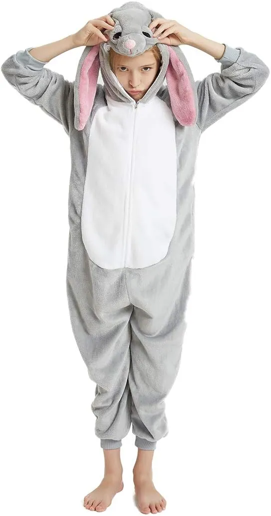 ABENCA Easter Kids Bunny Onesie Rabbit Pajamas for Girls Cartoon One Piece Animal Halloween Christmas Cosplay Costume