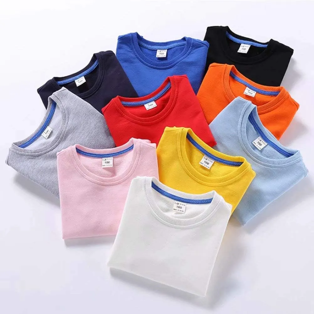 AIWUHE Toddler Boys Girls Solid Pullovers Sweatshirt Long Sleeve T-Shirt Kids Cotton Crewneck Thin Tops 1-8 Years Blouse