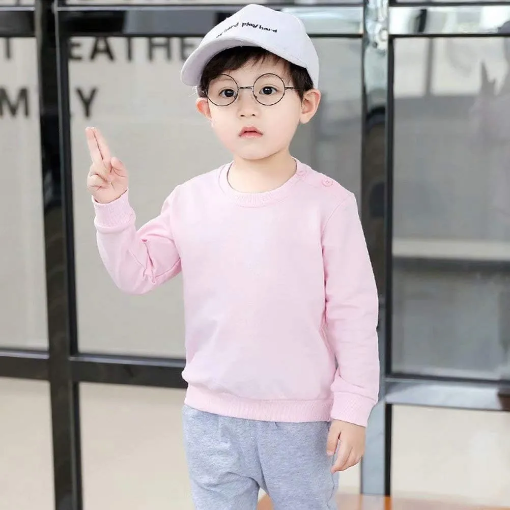 AIWUHE Toddler Boys Girls Solid Pullovers Sweatshirt Long Sleeve T-Shirt Kids Cotton Crewneck Thin Tops 1-8 Years Blouse