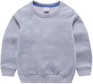 AIWUHE Toddler Boys Girls Solid Pullovers Sweatshirt Long Sleeve T-Shirt Kids Cotton Crewneck Thin Tops 1-8 Years Blouse