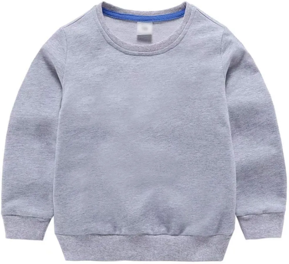 AIWUHE Toddler Boys Girls Solid Pullovers Sweatshirt Long Sleeve T-Shirt Kids Cotton Crewneck Thin Tops 1-8 Years Blouse