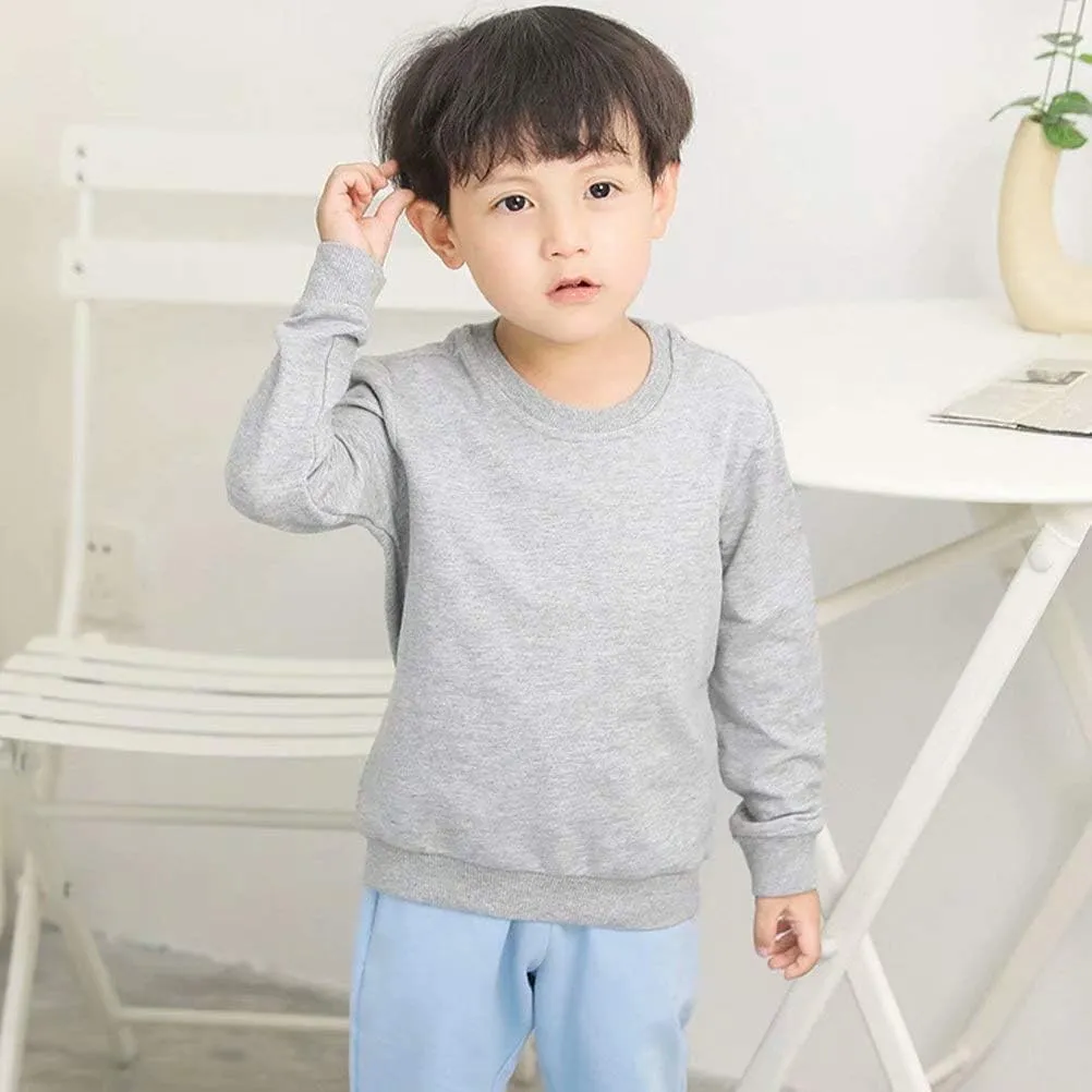 AIWUHE Toddler Boys Girls Solid Pullovers Sweatshirt Long Sleeve T-Shirt Kids Cotton Crewneck Thin Tops 1-8 Years Blouse