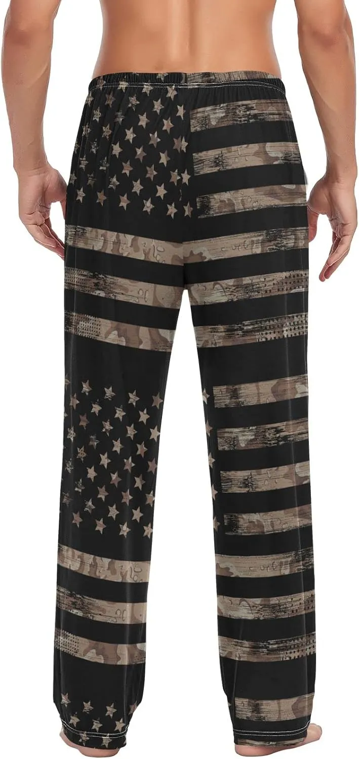American Flag Desert Camouflage Men's Pajama Pants Sleepwear Lounge Pajama Bottoms