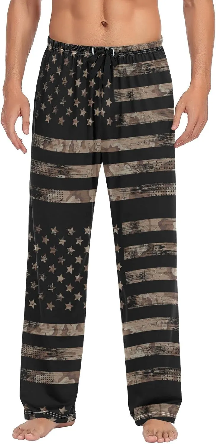 American Flag Desert Camouflage Men's Pajama Pants Sleepwear Lounge Pajama Bottoms