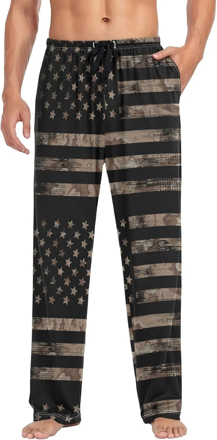 American Flag Desert Camouflage Men's Pajama Pants Sleepwear Lounge Pajama Bottoms