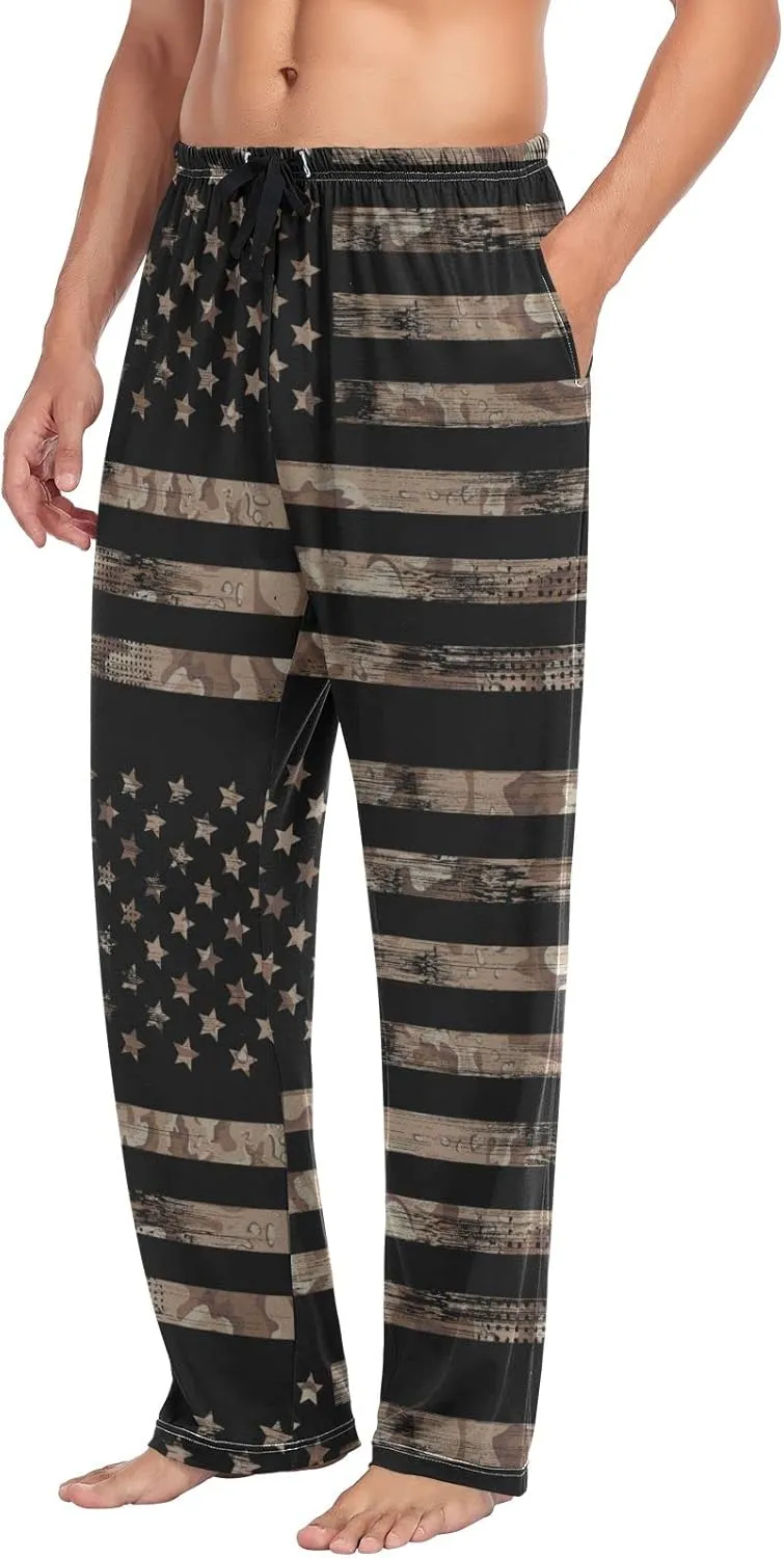 American Flag Desert Camouflage Men's Pajama Pants Sleepwear Lounge Pajama Bottoms