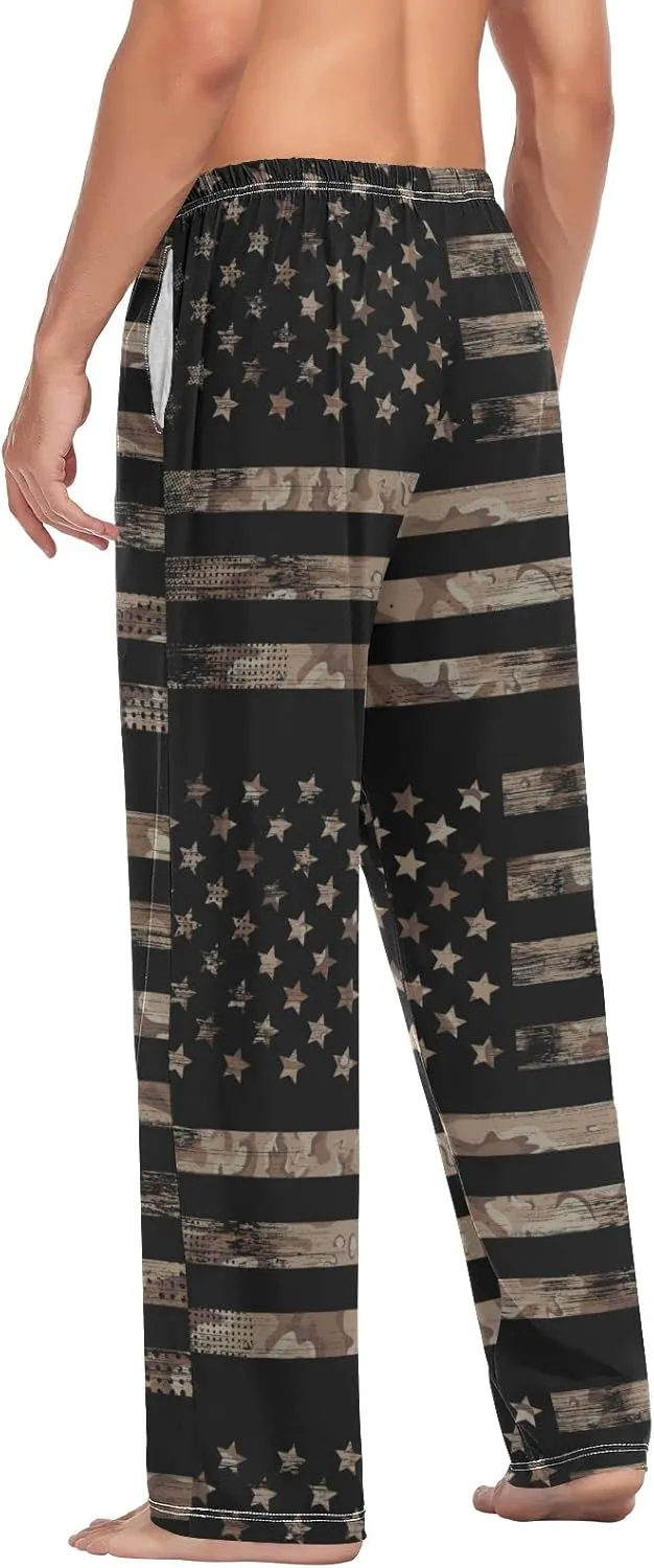 American Flag Desert Camouflage Men's Pajama Pants Sleepwear Lounge Pajama Bottoms