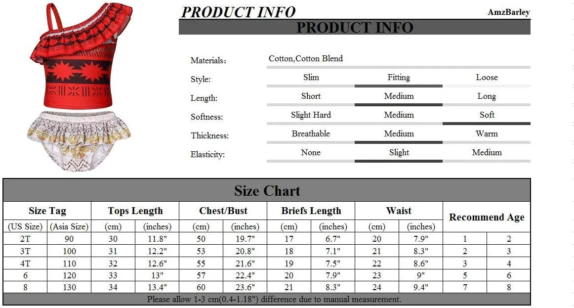 AmzBarley Girls Swimwear 2 Pieces Bathing Suit Ruffle One Shoulder Swimsuits Bikini Set Swimming Skirts