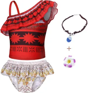AmzBarley Girls Swimwear 2 Pieces Bathing Suit Ruffle One Shoulder Swimsuits Bikini Set Swimming Skirts