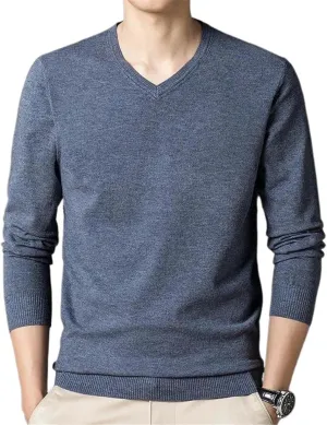 Aoleaky Spring Autumn Men's Sweaters Solid Color Casual Pullover V Neck Knitted Sweater Men Bottoming Shirt Pullovers Men