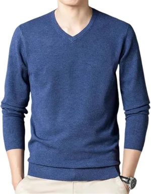 Aoleaky Spring Autumn Men's Sweaters Solid Color Casual Pullover V Neck Knitted Sweater Men Bottoming Shirt Pullovers Men