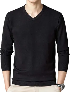 Aoleaky Spring Autumn Men's Sweaters Solid Color Casual Pullover V Neck Knitted Sweater Men Bottoming Shirt Pullovers Men