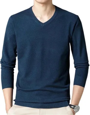 Aoleaky Spring Autumn Men's Sweaters Solid Color Casual Pullover V Neck Knitted Sweater Men Bottoming Shirt Pullovers Men