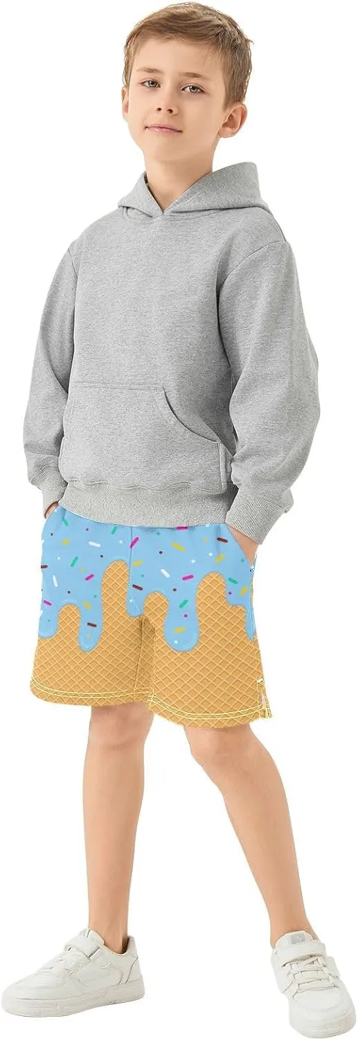 Athletic Gym Shorts Boys Casual Shorts Elastic Waist with Pockets, Summer Kids Bottom for Sports Homewear 7-15 Years