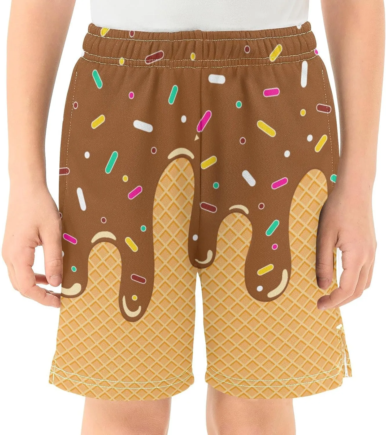 Athletic Gym Shorts Boys Casual Shorts Elastic Waist with Pockets, Summer Kids Bottom for Sports Homewear 7-15 Years