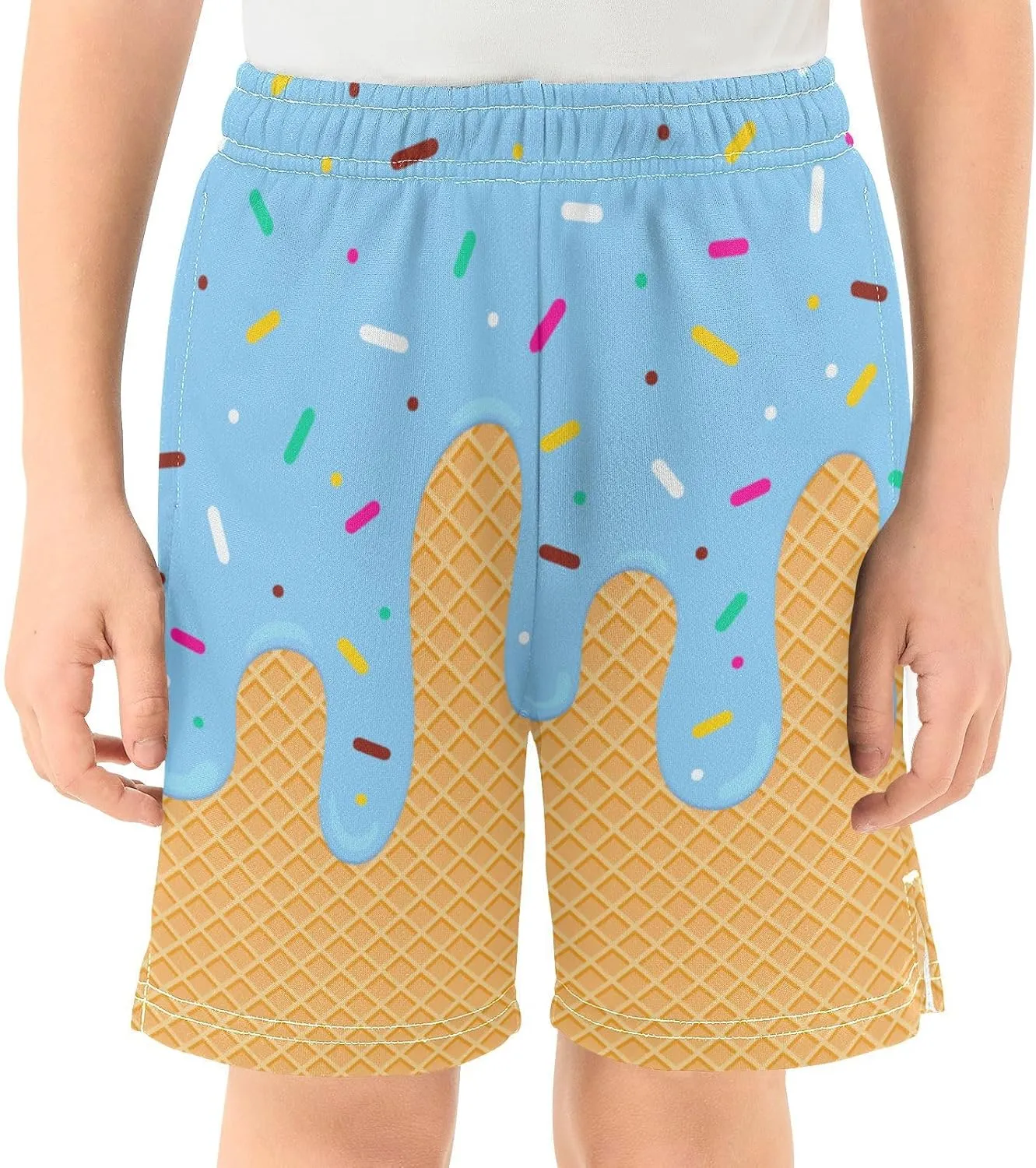 Athletic Gym Shorts Boys Casual Shorts Elastic Waist with Pockets, Summer Kids Bottom for Sports Homewear 7-15 Years