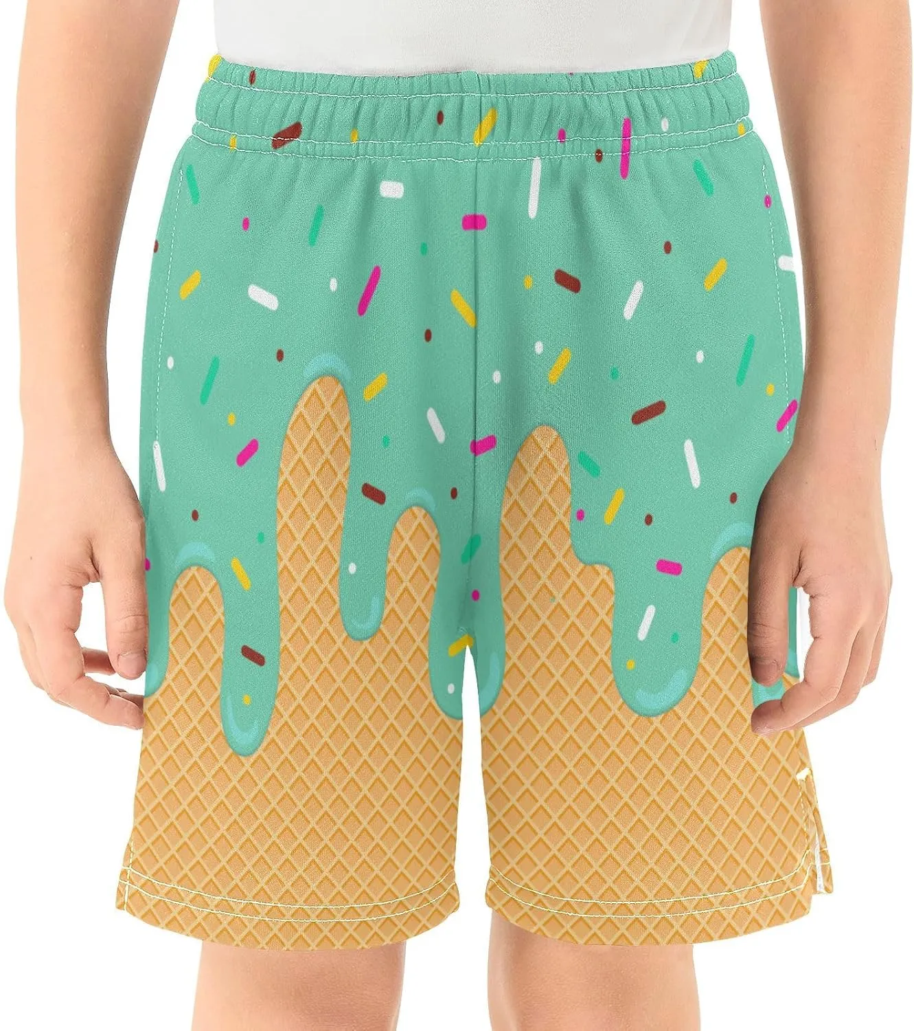 Athletic Gym Shorts Boys Casual Shorts Elastic Waist with Pockets, Summer Kids Bottom for Sports Homewear 7-15 Years