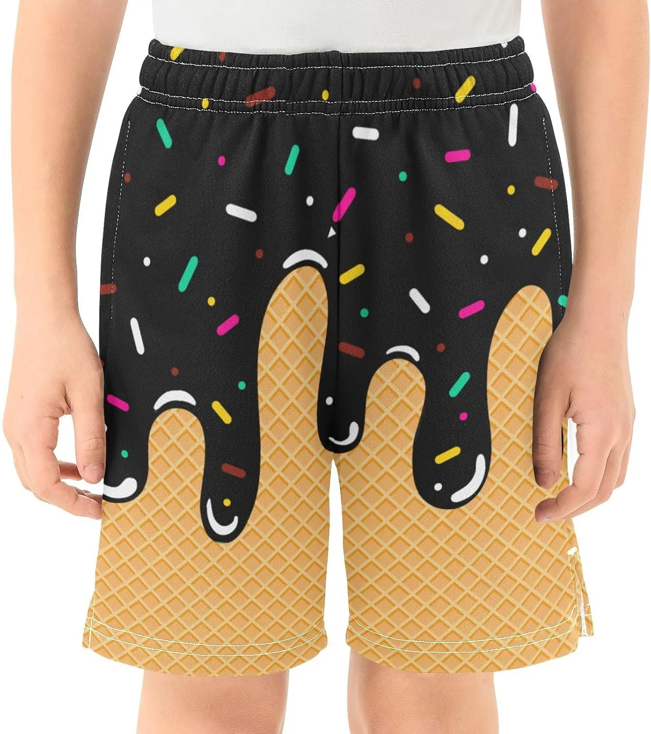 Athletic Gym Shorts Boys Casual Shorts Elastic Waist with Pockets, Summer Kids Bottom for Sports Homewear 7-15 Years