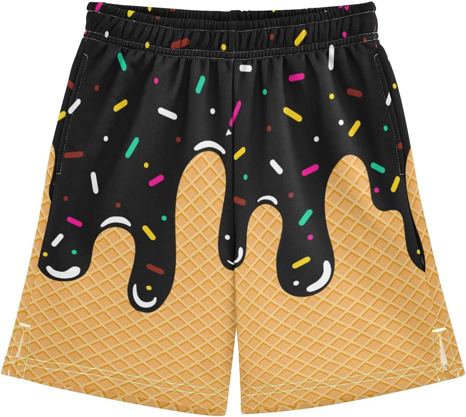 Athletic Gym Shorts Boys Casual Shorts Elastic Waist with Pockets, Summer Kids Bottom for Sports Homewear 7-15 Years