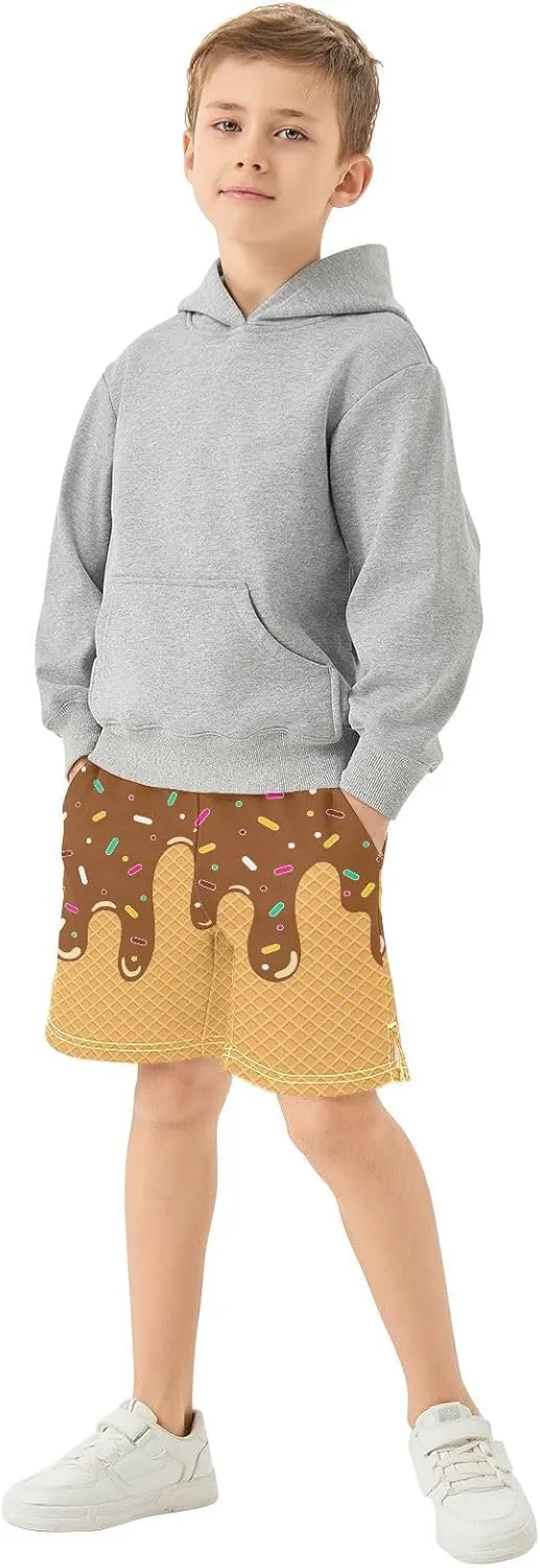 Athletic Gym Shorts Boys Casual Shorts Elastic Waist with Pockets, Summer Kids Bottom for Sports Homewear 7-15 Years