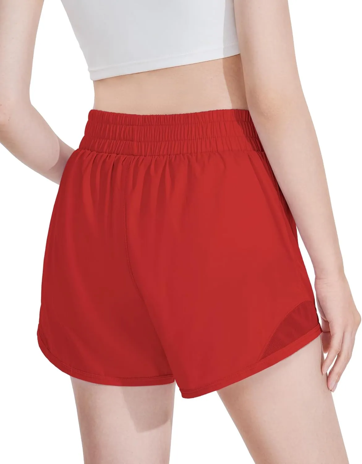 Auranso Girls Athletic Shorts Quick Dry Running Shorts with Mesh Liner and Zip Pockets