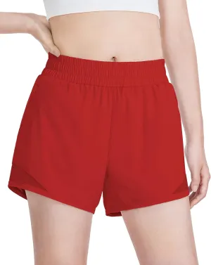 Auranso Girls Athletic Shorts Quick Dry Running Shorts with Mesh Liner and Zip Pockets