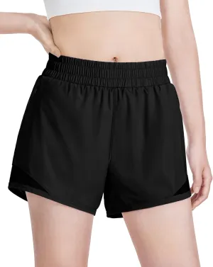 Auranso Girls Athletic Shorts Quick Dry Running Shorts with Mesh Liner and Zip Pockets