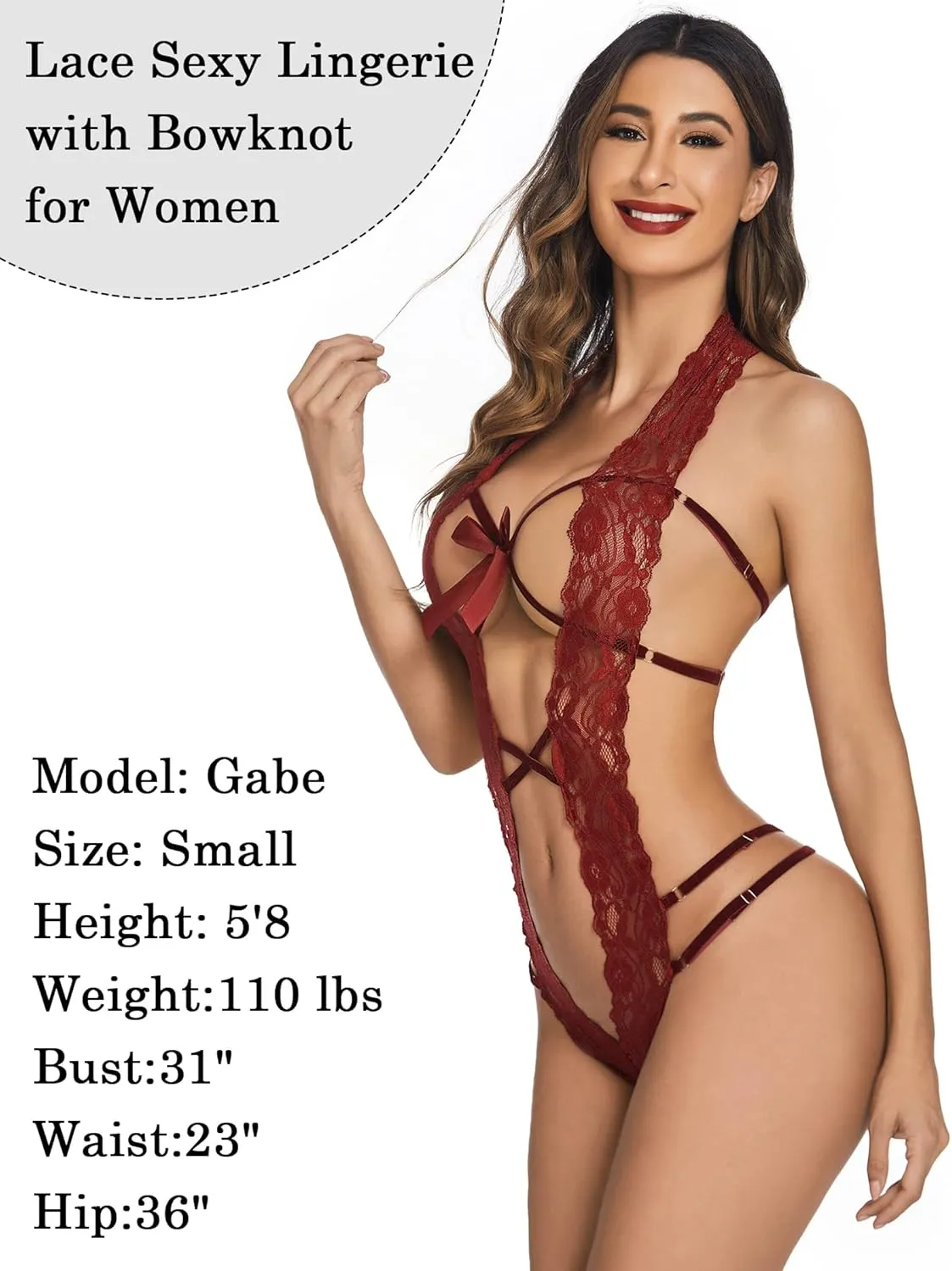 Avidlove Women Deep V Halter Lingerie Teddy One Piece Bodysuit Lace Babydoll