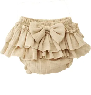 Baby Girls Bloomer Skirt Shorts Bowknot Cotton Gauze Ruffle Diaper Cover Shorts Briefs Cute Bloomers Underpants