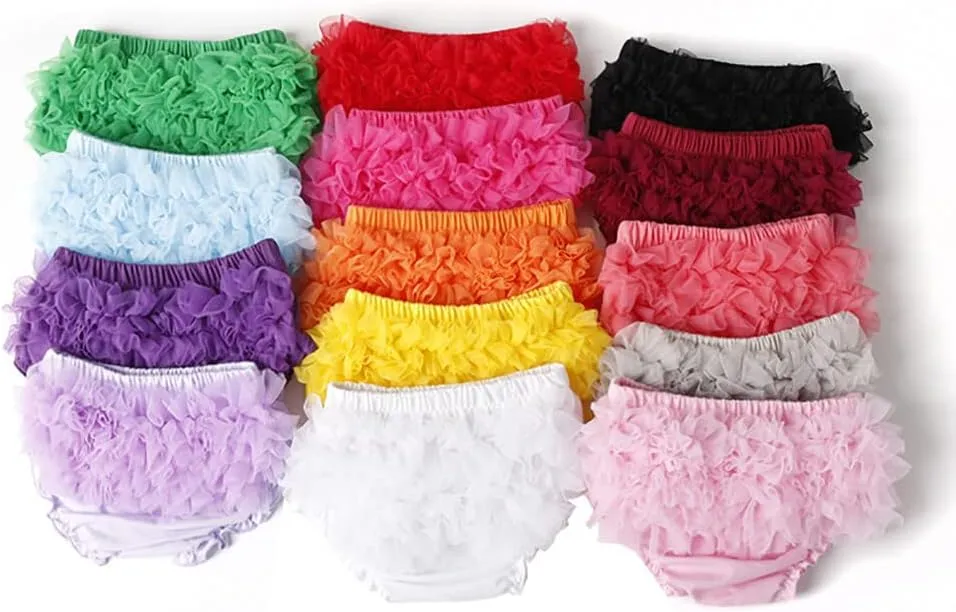 Baby Tulle Ruffle Bloomer for Newbornr Infant Girls Cotton Frilly Diaper Covers Cute Briefs Panties Shorts