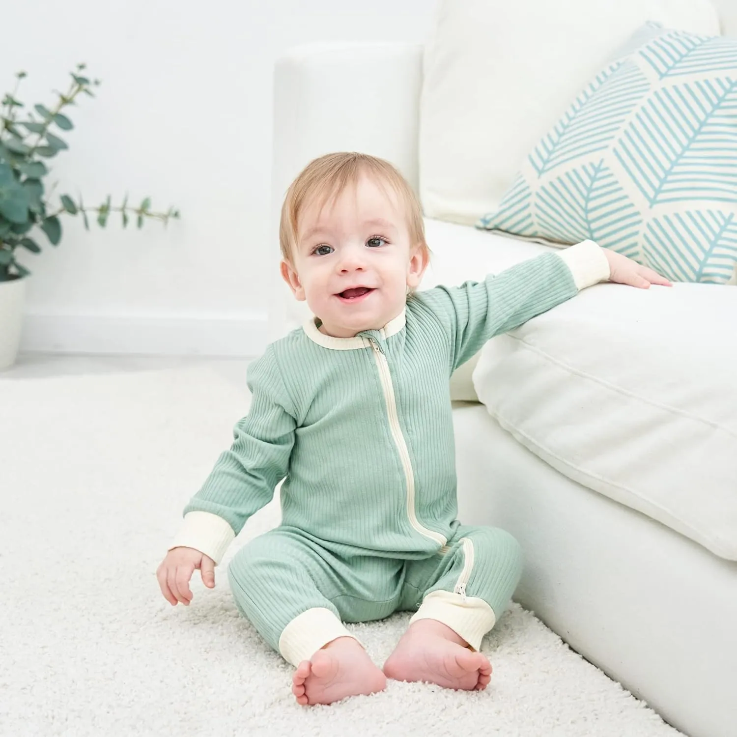 Bafeicao Unisex Baby Boy Girl 2 Pack Rompers Long Sleeve Two Way Zipper Romper One Piece Jumpsuits Clothes Sets