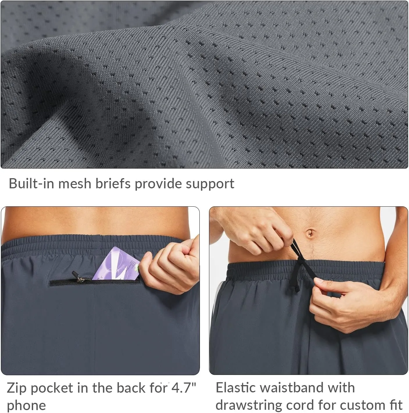 baleaf Men's 5" Running Athletic Shorts for Workout Gym Tennis Sports Lightweight Quick Dry with Zipper Pocket