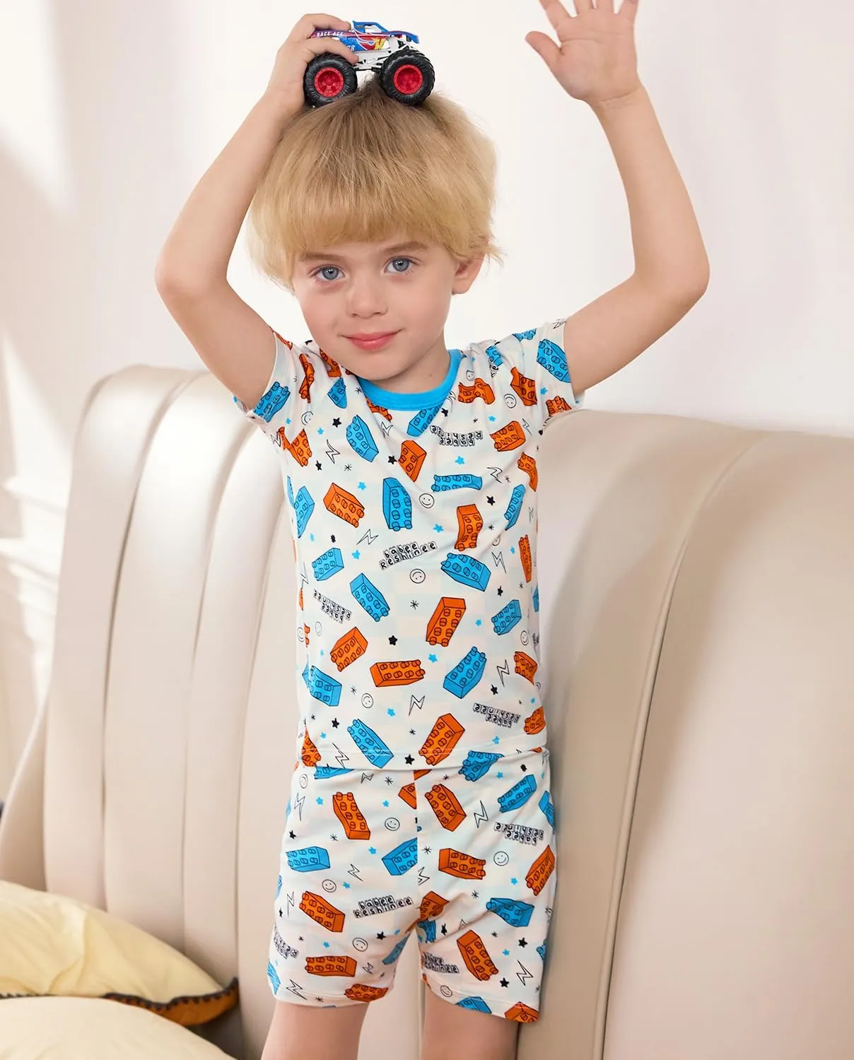 Bamboo Viscose Toddler Car Pajamas Boys Girls Kids Cool Short Summer 12M-8Y Snug fit Pjs Set 2pcs