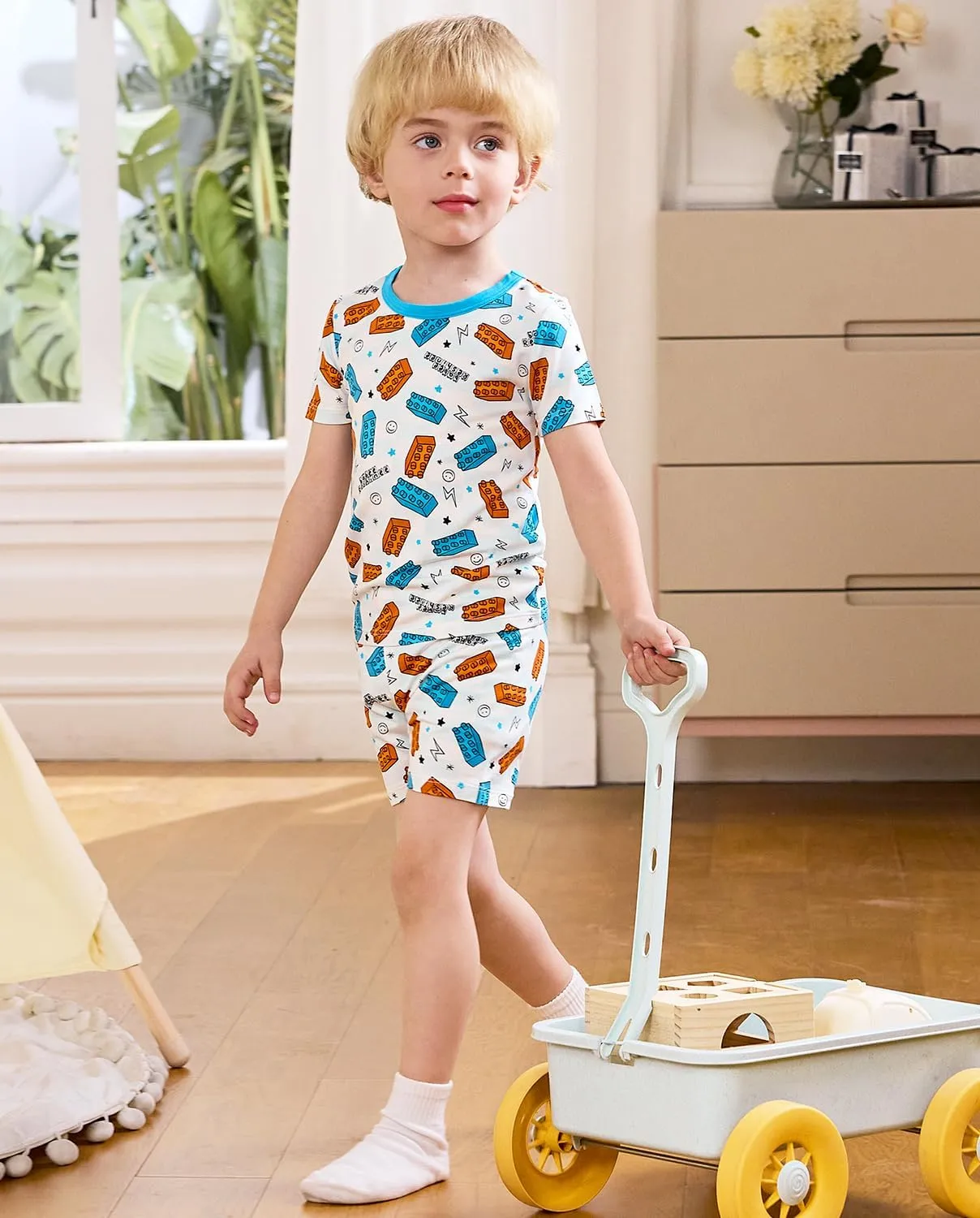 Bamboo Viscose Toddler Car Pajamas Boys Girls Kids Cool Short Summer 12M-8Y Snug fit Pjs Set 2pcs