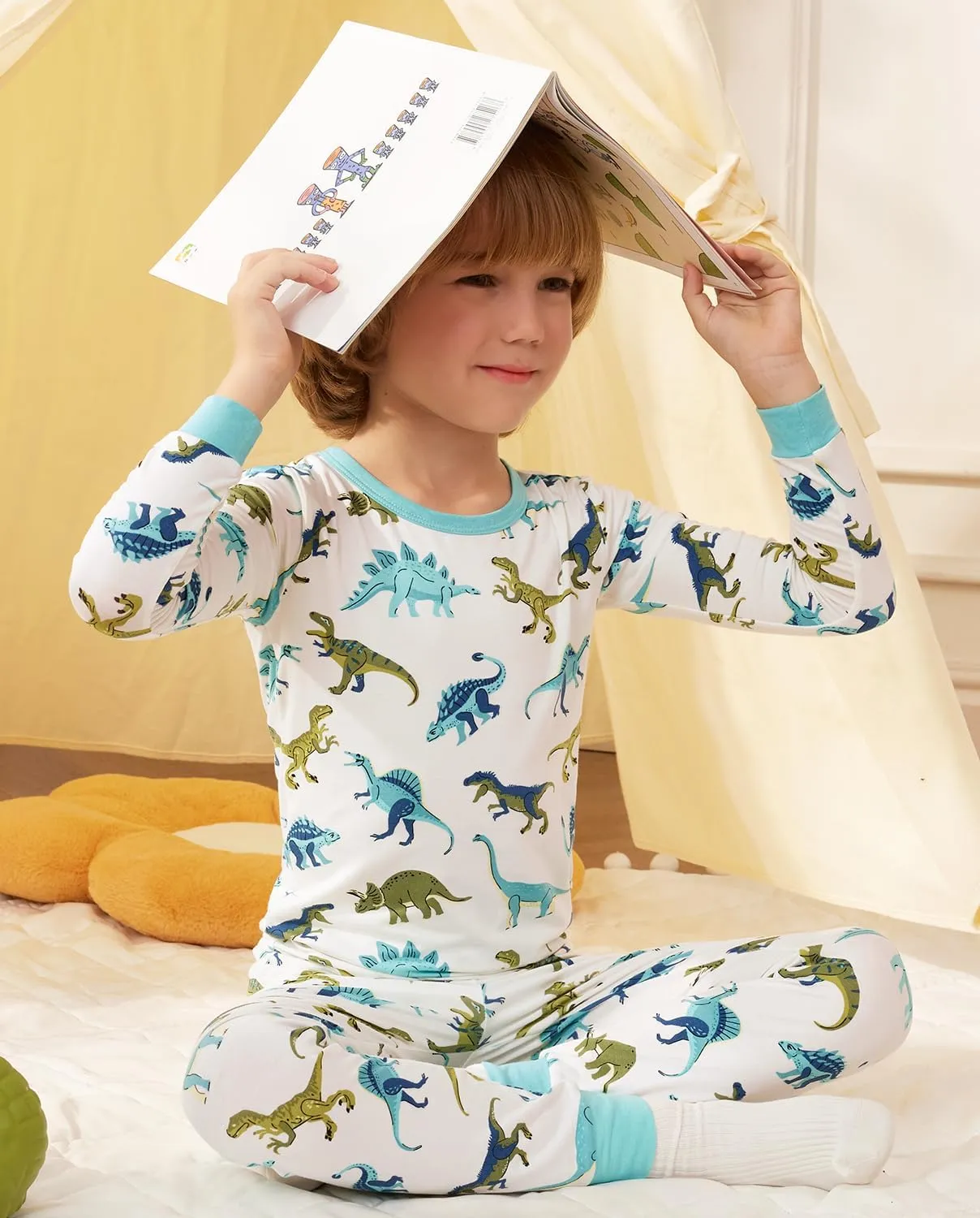 Bamboo Viscose Toddler Pajamas Boys Girls Baby Animal Pjs Sets 12M-8Y Kids 2pcs Long-Sleeve Snug fit Sleepwear