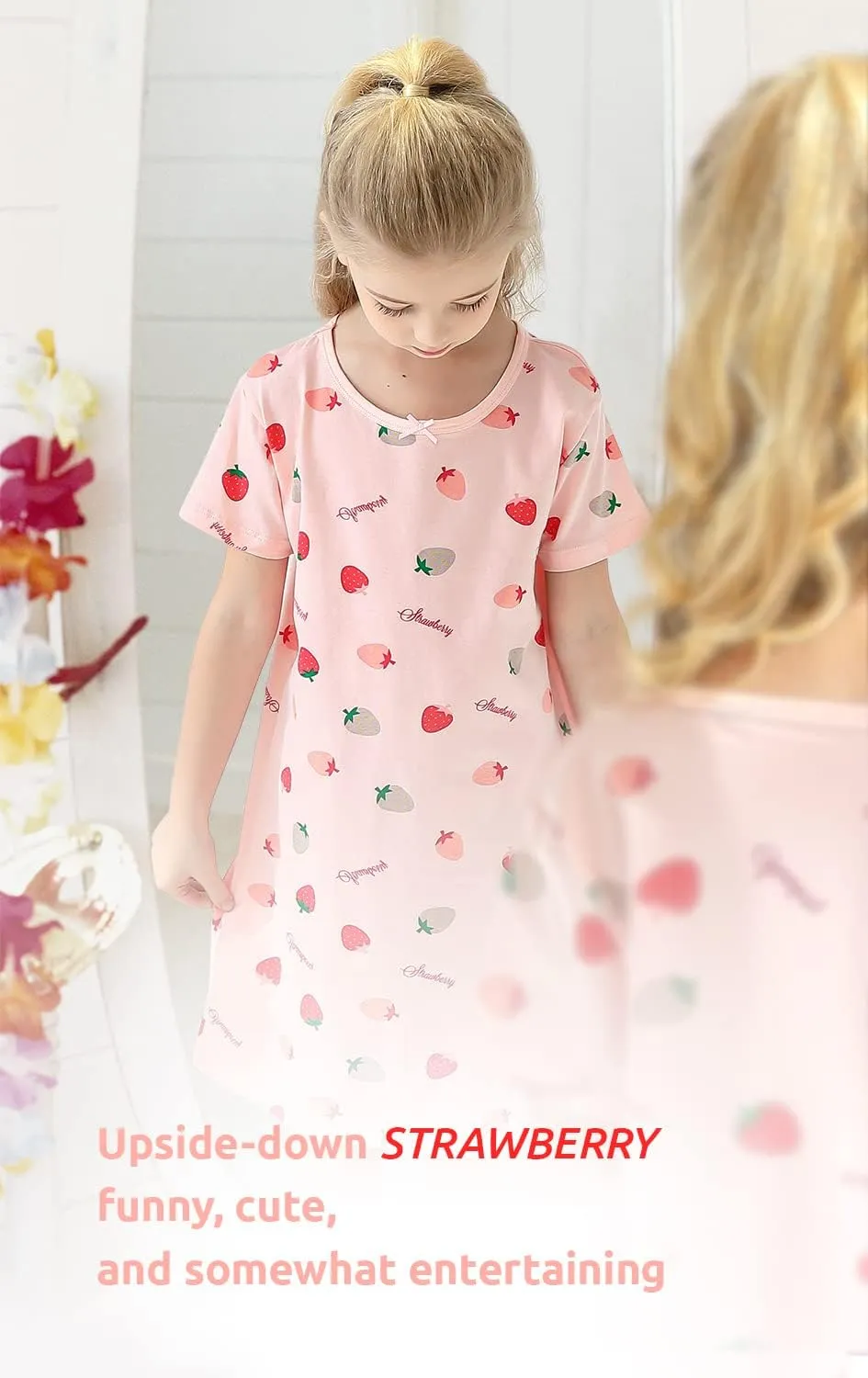 BANGSAUR Girls' Dress Cotton Homewear, Princess 2-Pack Dresses 3-12 Years