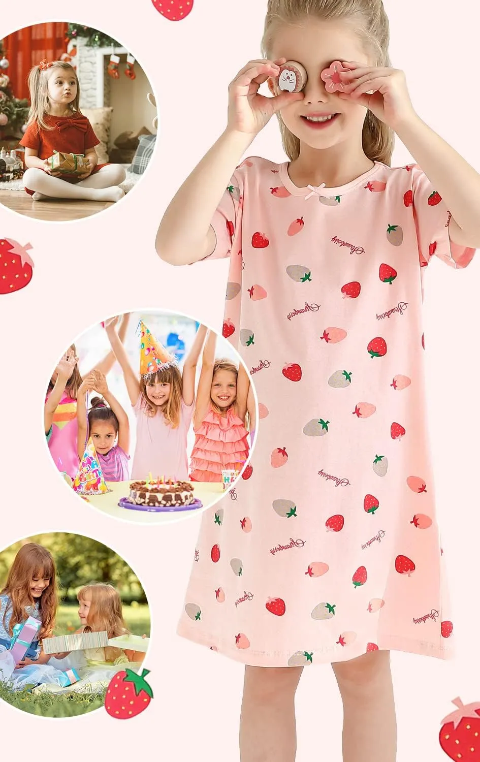 BANGSAUR Girls' Dress Cotton Homewear, Princess 2-Pack Dresses 3-12 Years