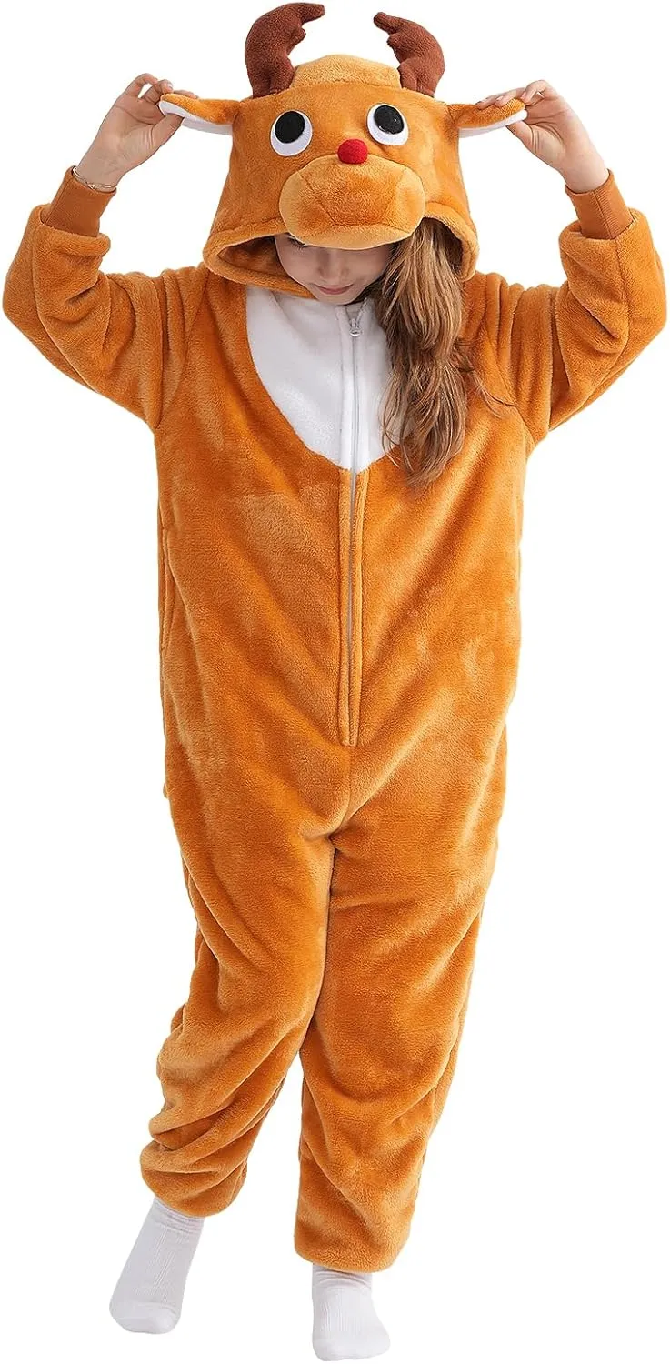 Beauty Shine Onesie Cartoon Animal Costume One Piece Pajamas Cosplay Halloween Christmas Sleepwear Jumpsuit Homewear