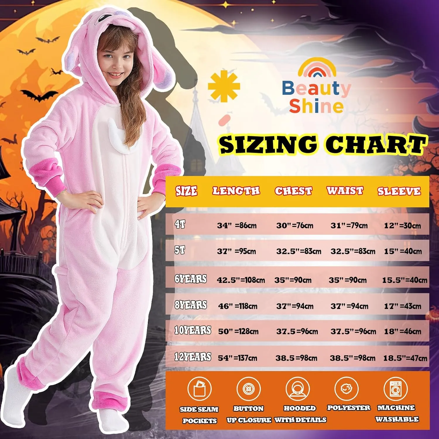 Beauty Shine Onesie Cartoon Animal Costume One Piece Pajamas Cosplay Halloween Christmas Sleepwear Jumpsuit Homewear